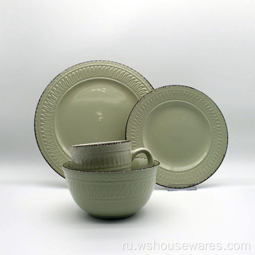 Пользовательские светлые зеленые роскошные керамические посуды наборы керамогранита